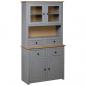 Preview: ARDEBO.de - Highboard Grau 93x40,5x180 cm Kiefernholz Panama