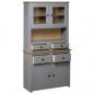 Preview: Highboard Grau 93x40,5x180 cm Kiefernholz Panama