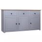 Preview: ARDEBO.de - Sideboard Grau 135x40x80 cm Kiefernholz Panama