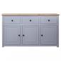 Preview: Sideboard Grau 135x40x80 cm Kiefernholz Panama