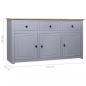 Preview: Sideboard Grau 135x40x80 cm Kiefernholz Panama