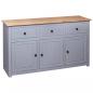 Preview: Sideboard Grau 135x40x80 cm Kiefernholz Panama