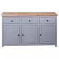 Preview: Sideboard Grau 135x40x80 cm Kiefernholz Panama