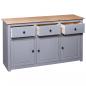 Preview: Sideboard Grau 135x40x80 cm Kiefernholz Panama