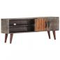 Preview: TV-Schrank Grau 130x30x46 cm Raues Mango-Massivholz