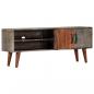 Preview: TV-Schrank Grau 130x30x46 cm Raues Mango-Massivholz