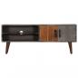 Preview: TV-Schrank Grau 130x30x46 cm Raues Mango-Massivholz