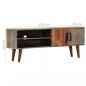 Preview: TV-Schrank Grau 130x30x46 cm Raues Mango-Massivholz