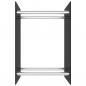 Preview: Brennholzregal Schwarz 40 x 35 x 60 cm Glas