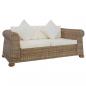 Preview: ARDEBO.de - 2-Sitzer-Sofa mit Kissen Natur Rattan