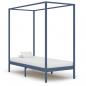 Preview: ARDEBO.de - Himmelbett-Gestell Grau Massivholz Kiefer 90 x 200 cm