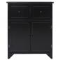 Preview: Beistellschrank 60x30x75 cm Schwarz Massivholz Paulownia