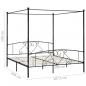 Preview: Himmelbett-Gestell Schwarz Metall 180 x 200 cm 