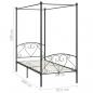 Preview: Himmelbett-Gestell Grau Metall 90 x 200 cm 