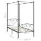 Preview: Himmelbett-Gestell Grau Metall 100 x 200 cm 