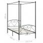 Preview: Himmelbett-Gestell Grau Metall 120 x 200 cm 