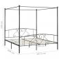 Preview: Himmelbett-Gestell Grau Metall 180 x 200 cm 