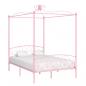 Preview: ARDEBO.de - Himmelbett-Gestell Rosa Metall 120 x 200 cm