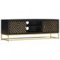 Preview: ARDEBO.de - TV-Schrank Schwarz Golden 120 x 30 x 40 cm Massivholz Mango