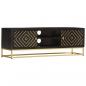 Preview: TV-Schrank Schwarz Golden 120 x 30 x 40 cm Massivholz Mango