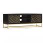 Preview: TV-Schrank Schwarz Golden 120 x 30 x 40 cm Massivholz Mango