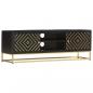 Preview: TV-Schrank Schwarz Golden 120 x 30 x 40 cm Massivholz Mango