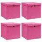 Preview: ARDEBO.de - Aufbewahrungsboxen mit Deckeln 4 Stk. Rosa 32x32x32 cm Stoff