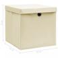 Preview: Aufbewahrungsboxen mit Deckel 10 Stk. Creme 32x32x32 cm Stoff