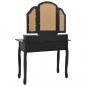 Preview: Schminktisch-Set Hocker Schwarz 100x40x146 cm Paulownia-Holz 