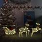 Preview: ARDEBO.de - Weihnachtsdeko Rentier & Schlitten 60 LEDs Outdoor Golden 