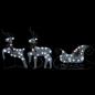 Preview: Weihnachtsdeko Rentier & Schlitten 60 LEDs Outdoor Silbern