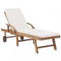 Preview: Sonnenliegen mit Auflagen 2 Stk. Massivholz Teak Creme