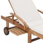 Preview: Sonnenliegen mit Auflagen 2 Stk. Massivholz Teak Creme