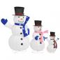 Preview: LED-Schneemann Familie Weihnachtsfigur Luxus-Gewebe