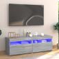 Preview: ARDEBO.de - TV-Schrank mit LED-Leuchten Grau Sonoma 120x35x40 cm