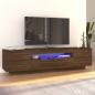 Preview: ARDEBO.de - TV-Schrank mit LED-Leuchten Braun Eichen-Optik 160x35x40 cm