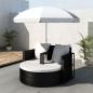 Preview: ARDEBO.de - Gartenbett mit Sonnenschirm Braun Poly Rattan