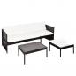 Preview: 3-tlg. Garten-Lounge-Set mit Auflagen Poly Rattan Braun