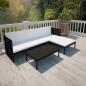 Preview: ARDEBO.de - 3-tlg. Garten-Lounge-Set mit Kissen Poly-Rattan Schwarz