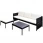 Preview: 3-tlg. Garten-Lounge-Set mit Kissen Poly-Rattan Schwarz