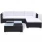 Preview: 5-tlg. Garten-Lounge-Set mit Auflagen Poly Rattan Schwarz