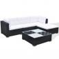 Preview: 5-tlg. Garten-Lounge-Set mit Auflagen Poly Rattan Schwarz