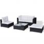 Preview: 5-tlg. Garten-Lounge-Set mit Auflagen Poly Rattan Schwarz