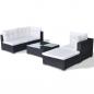 Preview: 5-tlg. Garten-Lounge-Set mit Auflagen Poly Rattan Schwarz