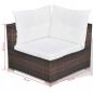 Preview: 10-tlg. Garten-Lounge-Set mit Auflagen Poly Rattan Braun