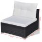 Preview: 10-tlg. Garten-Lounge-Set mit Auflagen Poly Rattan Schwarz