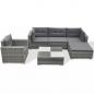 Preview: 6-tlg. Garten-Lounge-Set mit Auflagen Poly Rattan Grau