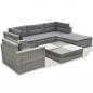 Preview: 6-tlg. Garten-Lounge-Set mit Auflagen Poly Rattan Grau