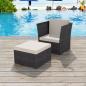 Preview: Gartensessel mit Fußhocker Poly Rattan Schwarz 