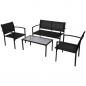 Preview: ARDEBO.de - 4-tlg. Garten-Lounge-Set Textilene Schwarz